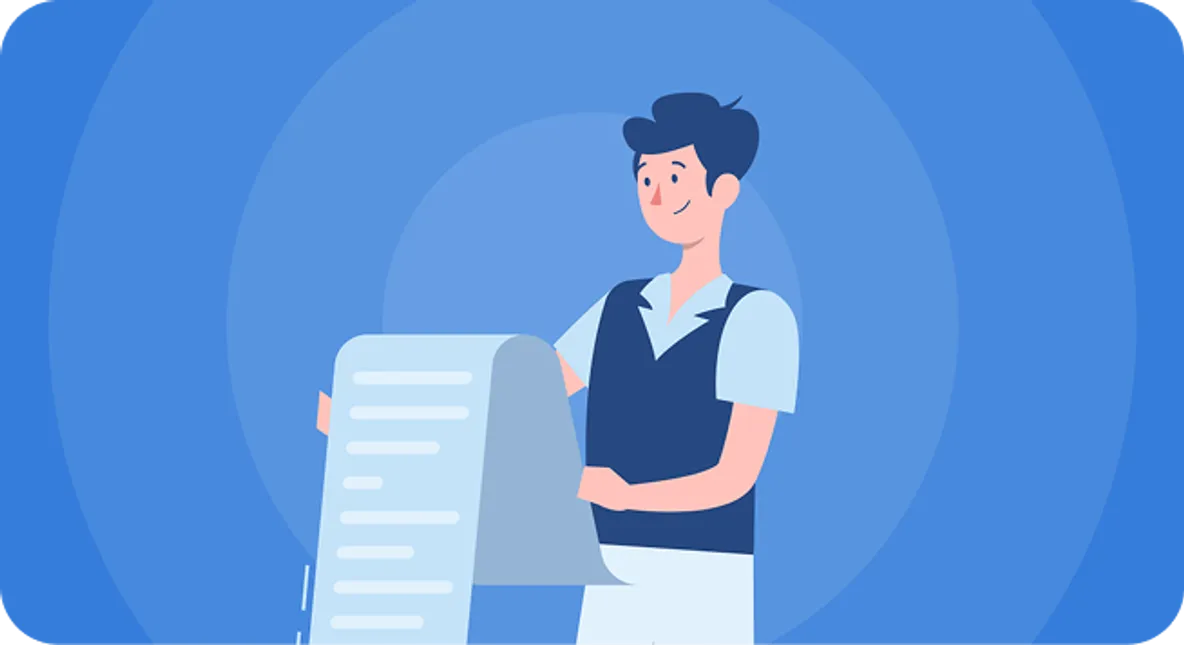 Ilustração de pessoa lendo uma bula de remédio